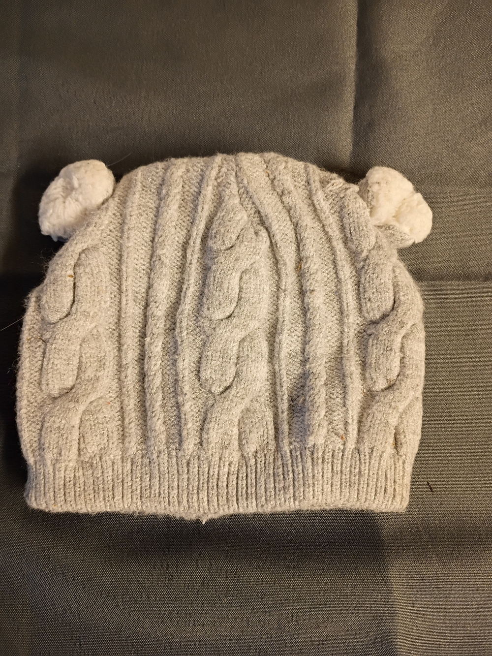 wonder nation Cream Cable Knit Pom Pom Kids Hat